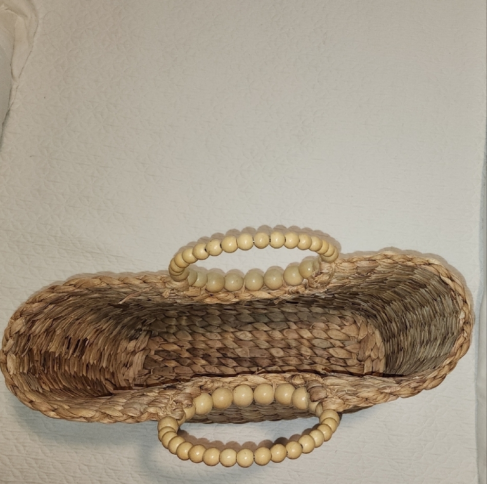 a new day Natural Brown Woven Tote with Beaded Handles - Picture 2 of 4